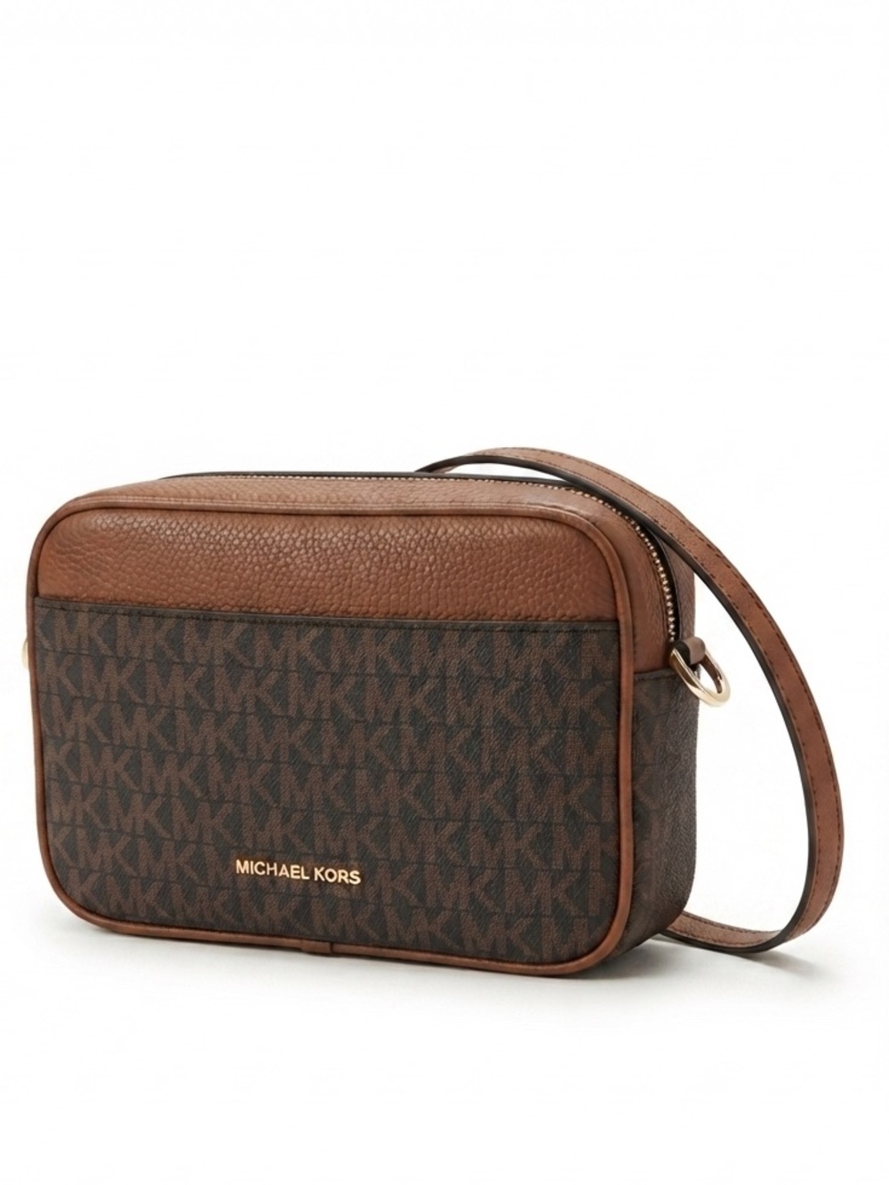 Michael Kors Jet Set Travel Small Signature Logo Camera Crossbody Bag Brown